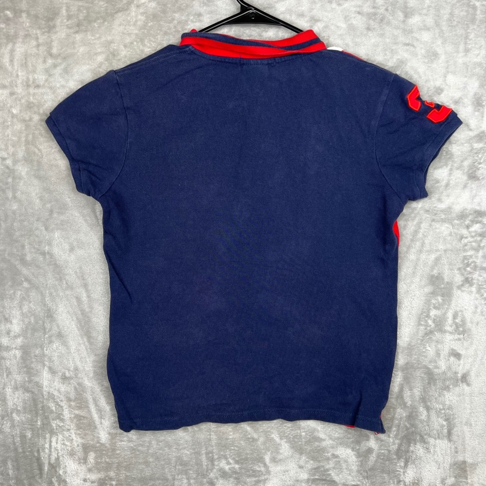 Kids Ralph Lauren Polo Shirt XL Blue Red White Colorblock Big Pony Logo - Picture 13 of 13